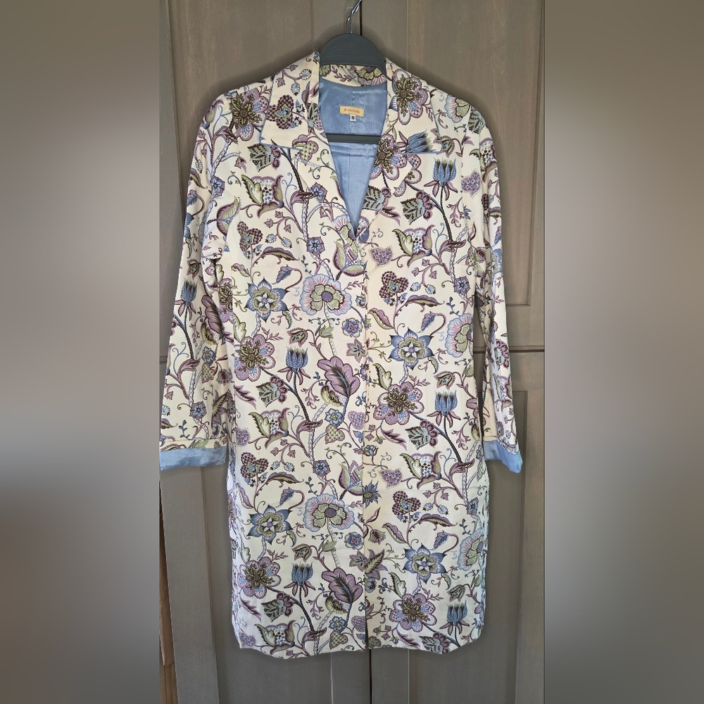 Michele Elegant Floral Blazer in Cream and Blue